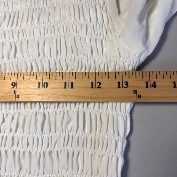 KRISA White Smocked L/S Mini Dress Bridal Shower Size S NWT Sold on Revolve - Picture 6 of 11